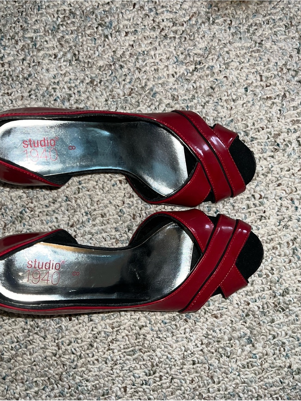 1940ish Women's Red Peep-Toe Strappy Heels